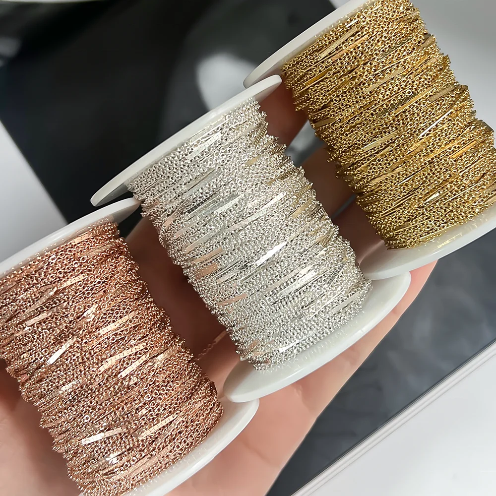 Vintage Real Gold Filled 1.38mm Cable Chain W/Dapped Bar for Jewelry Making Bracelet