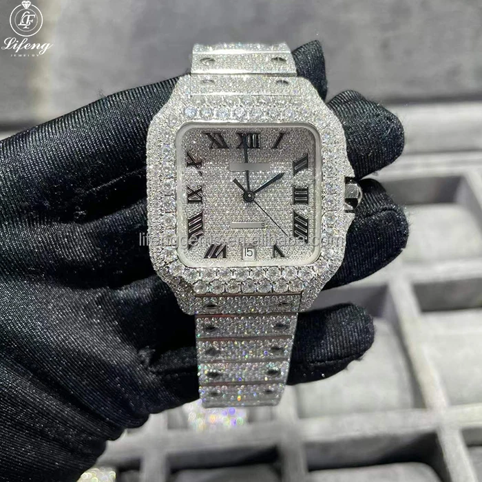 

iced out watches crystal quartz hip hop men and women fashion luxury vvs moissanite diamond watch