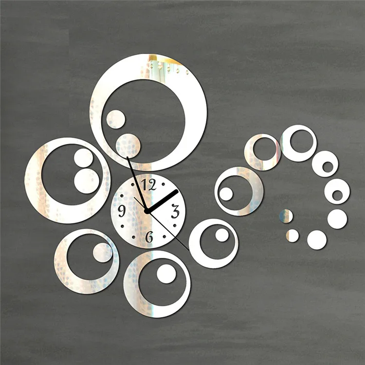 

Hot Sale Circle Big Wall Clock Decorative Diy Home Quartz Wall Watches Acrylic Mirror 3d Relojio