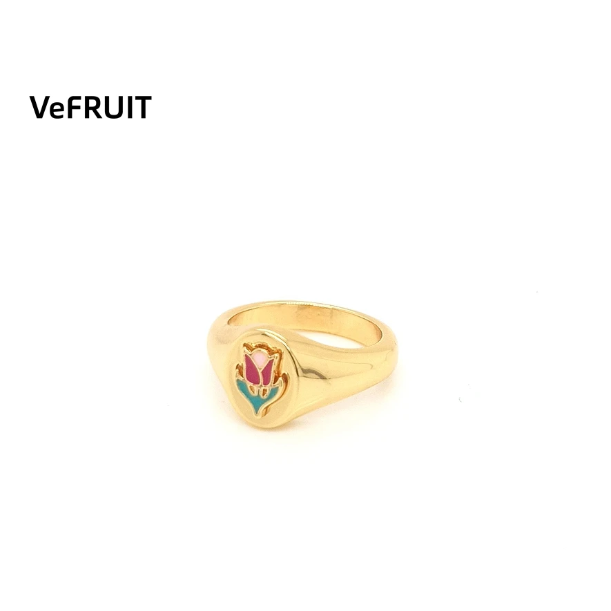 

VeFruit flower rings women wedding 18K gold plated jewelry boho jewelry finger rings jewelry women for girls cuban ring