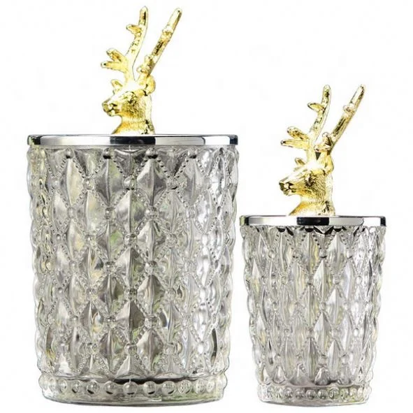 

Nordic luxury copper deer glass crystal storage jar home decoration accessories, Gold