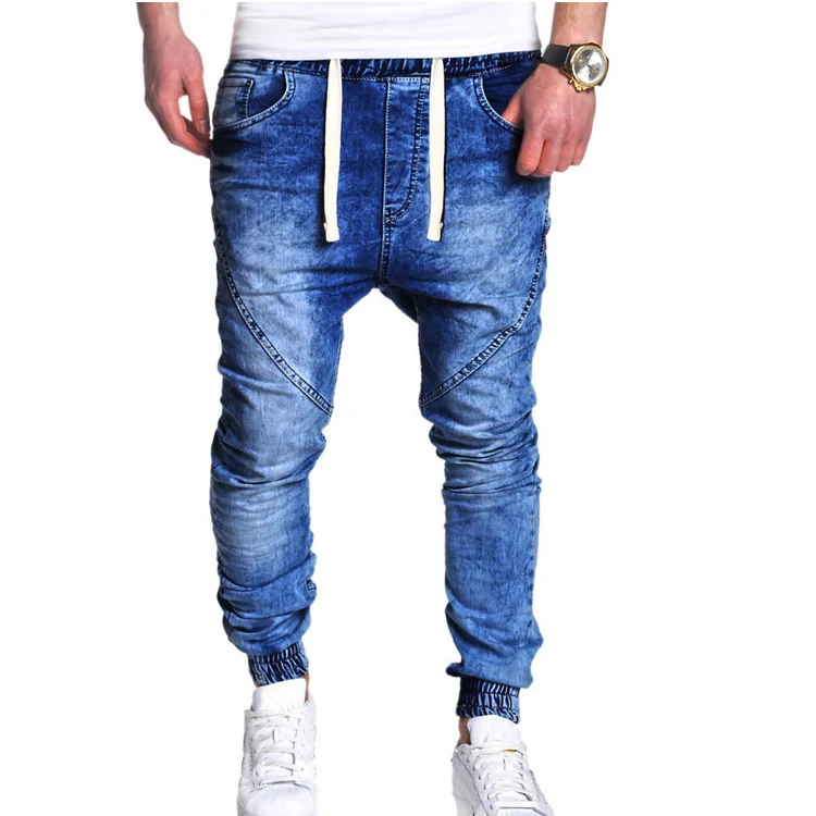 

Promotions Ribbed Classic Slim Fit Jogger Jeans Men, Blue/black/gray