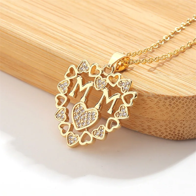 

New Women's Jewelry Heart MOM Diamond Pendant Boho Necklace