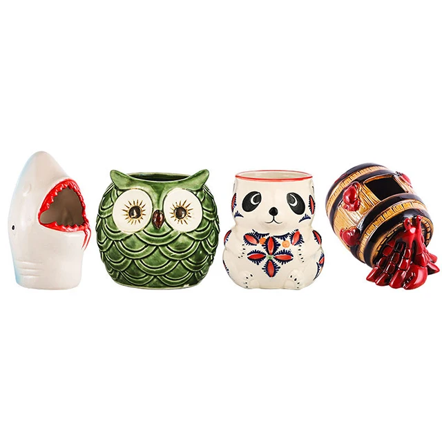 

Wholesale Bar Creative Design Handmade Cocktail Ceramic Tiki Mug Tea Cup Ceramic Cup, As the picture