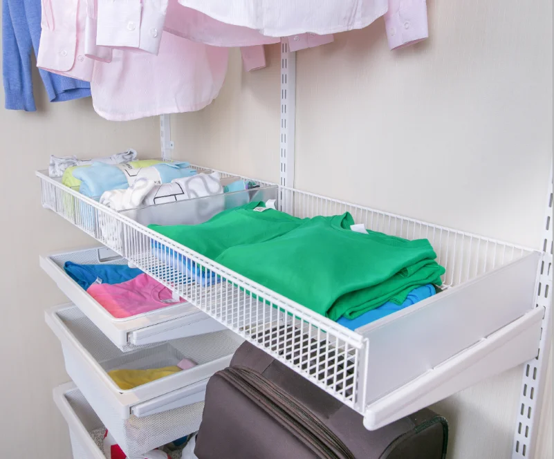 
Metal Wardrobe Closet Organizer Storage Shelf for Bedroom Clothes 