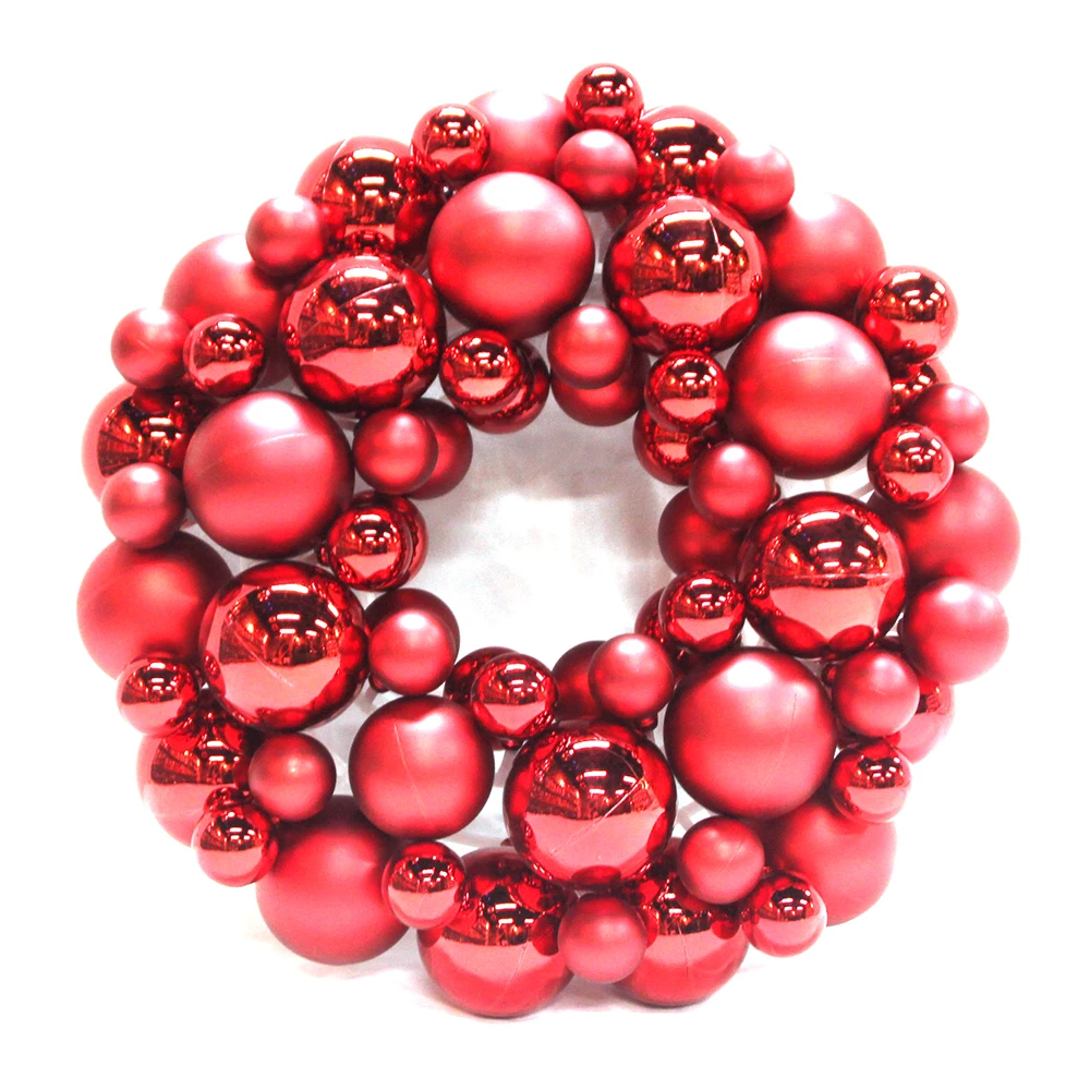 

wholesale custom baubles ball wreath red christmas decoration hanging balls christmas wreaths 33cm