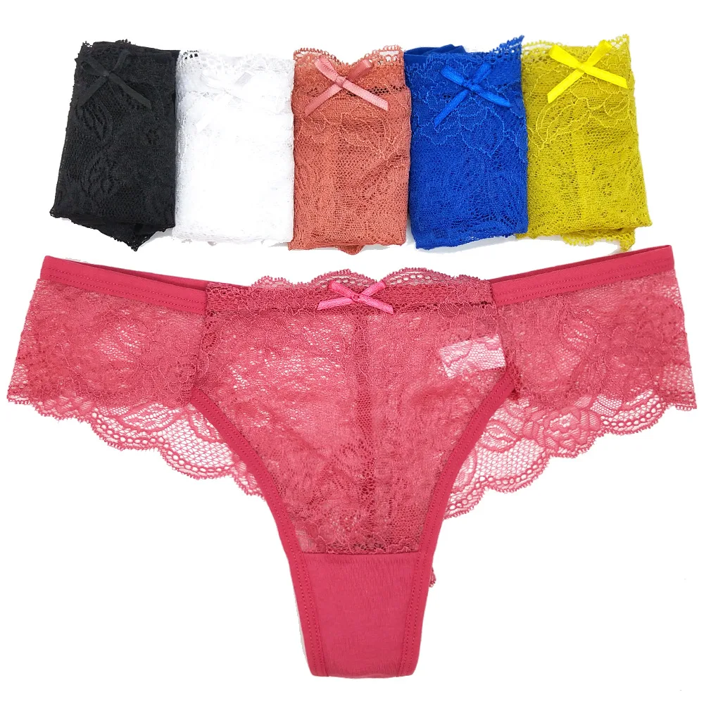 

New Cross-border Lace Underwear Amazon Supply Women's Briefs Hollow Out Female Underwear Pure Color Pants From Factory