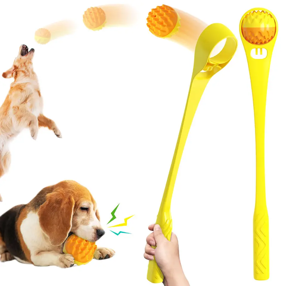 

Classic Dog Ball thrower With Squeaky Tennis Balls Outdoor Pet Interactive Training Toys Custom Logo Sport dog ball launcher