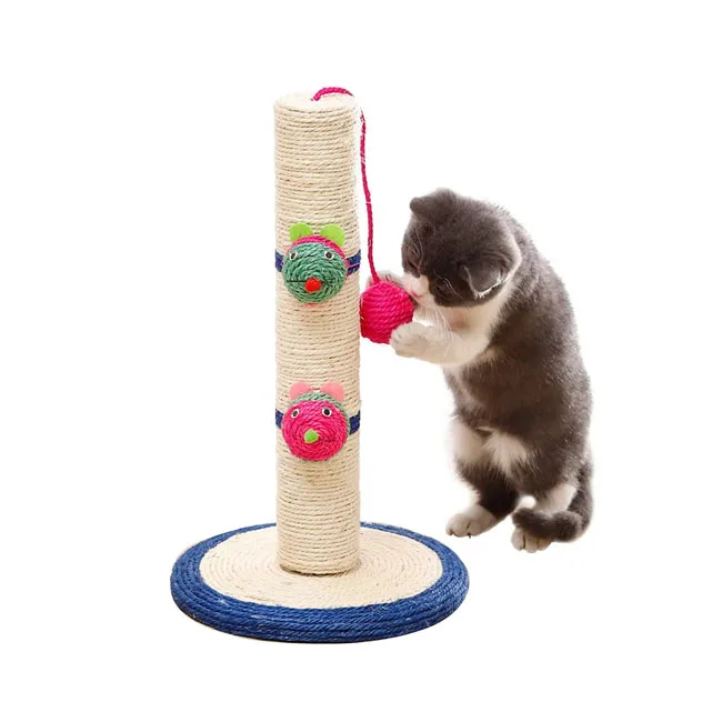 

Pet Cat Durable Sisal Rope Scratch Post Tree Tower With Ball 16.6 Inch Cat Scratch Post