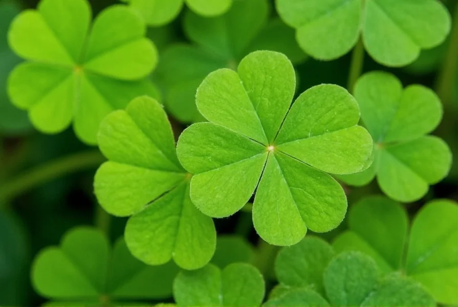 Close-up of white clover plant showing characteristic three-leaf structure and small white flower head