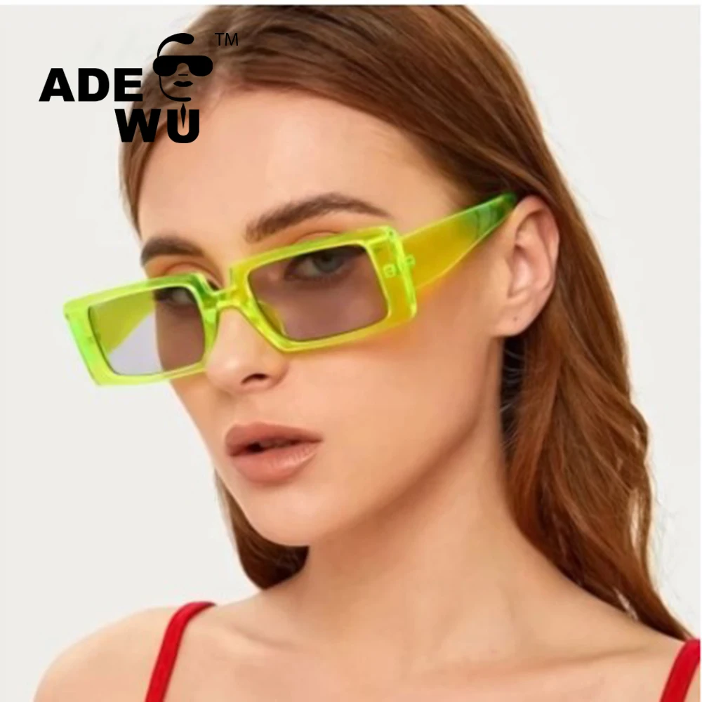 

ADE WU 77134 custom 90s brand lentes de sol rectangle women sun glasses unisex fashion shades retro men Vintage Sunglasses, Black,brown,green