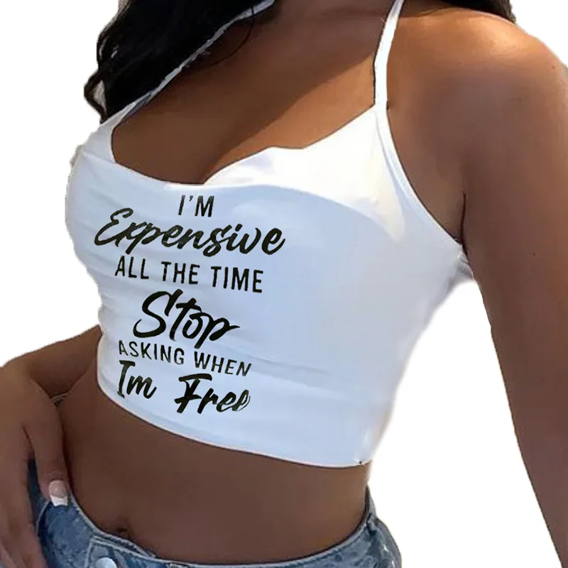 

2021 summer Hot selling cheap vest crop top letter print fashionable top for women