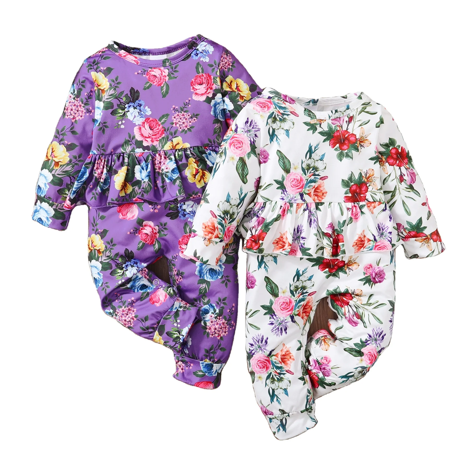 

Ready to Ship Pajamas Baby Long Sleeve Baby Jumpsuit Winter Flower Baby Knitted Romper, Print