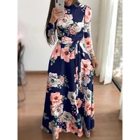 

Hot Wholesale new styles arabic women dress turtleneck floral muslim long sleeve maxi dress fashion sexy for women