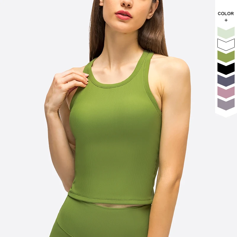 

Summer Women Sports Gym Tank Top Workout Fitness Shirts Slim Fit Race Back Running Yoga Tops For Women Athletic Shirts Back less