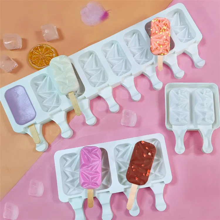 

Y3833 4 Cavities 8 Cavities Silicone Frozen Ice Cream Cake Mold Making Tool Juice Popsicle Children's Lollipop Tray Mold, White