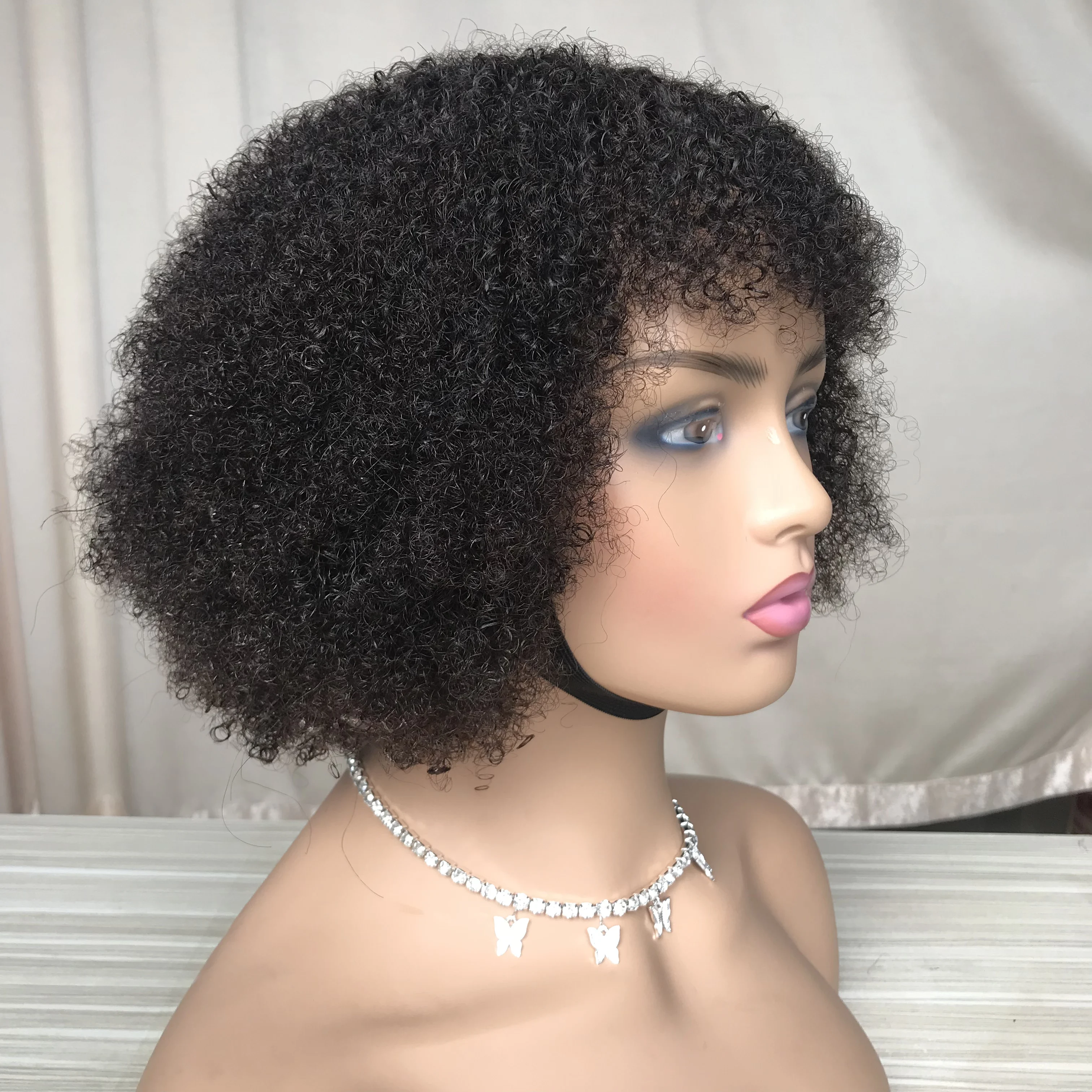 

Human hair wigs bang wig without closure kinky curly virgin cuticle aligned raw indian hair best selling cheap price