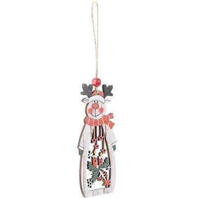 

New Christmas decoration products wooden hollow-out pendant creative color wooden pendant