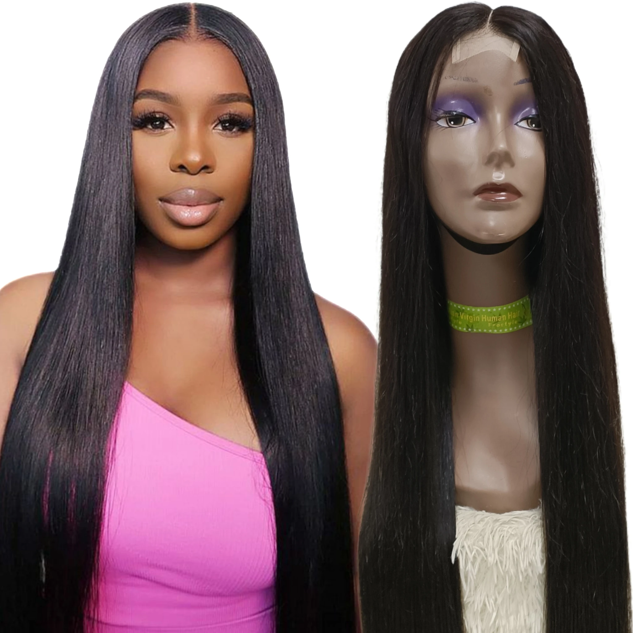 

Letsfly Super Double Drawn Kim K 2x6 Lace Closure Wigs 32" Full Hair End Customize Hair Wigs Raw Virgin Hair 3PCS Free Shipping