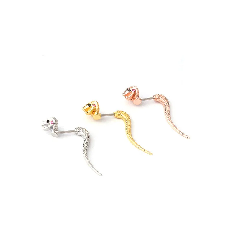 

YW New 20g Snake Shape Tragus Helix Cartilage Earrings Surgical Steel Screw Back Earrings For Cartilage Piercing Jewelry