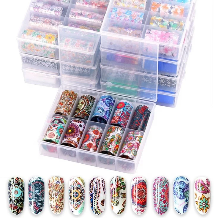

wholesale 10 pcs per set nail foil christmas style DIY Nail Art Transfer Sticker, Multi-color