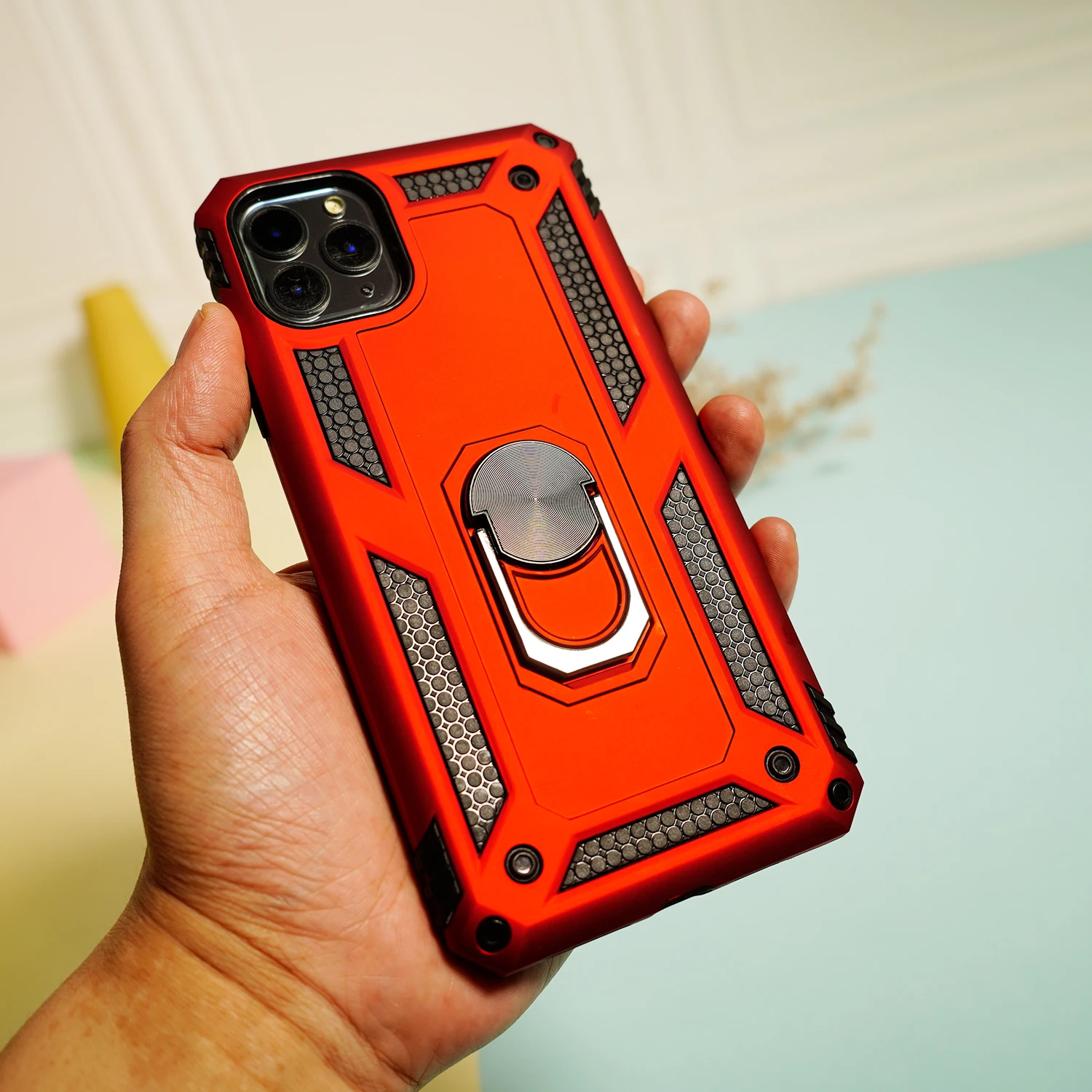 

2021Armor Design With Metal Ring Holder Kickstand Shockproof Mobile Phone Case For iPhone 13 Pro Max 12 11 7P 8P Case Shockproof, 7 colors