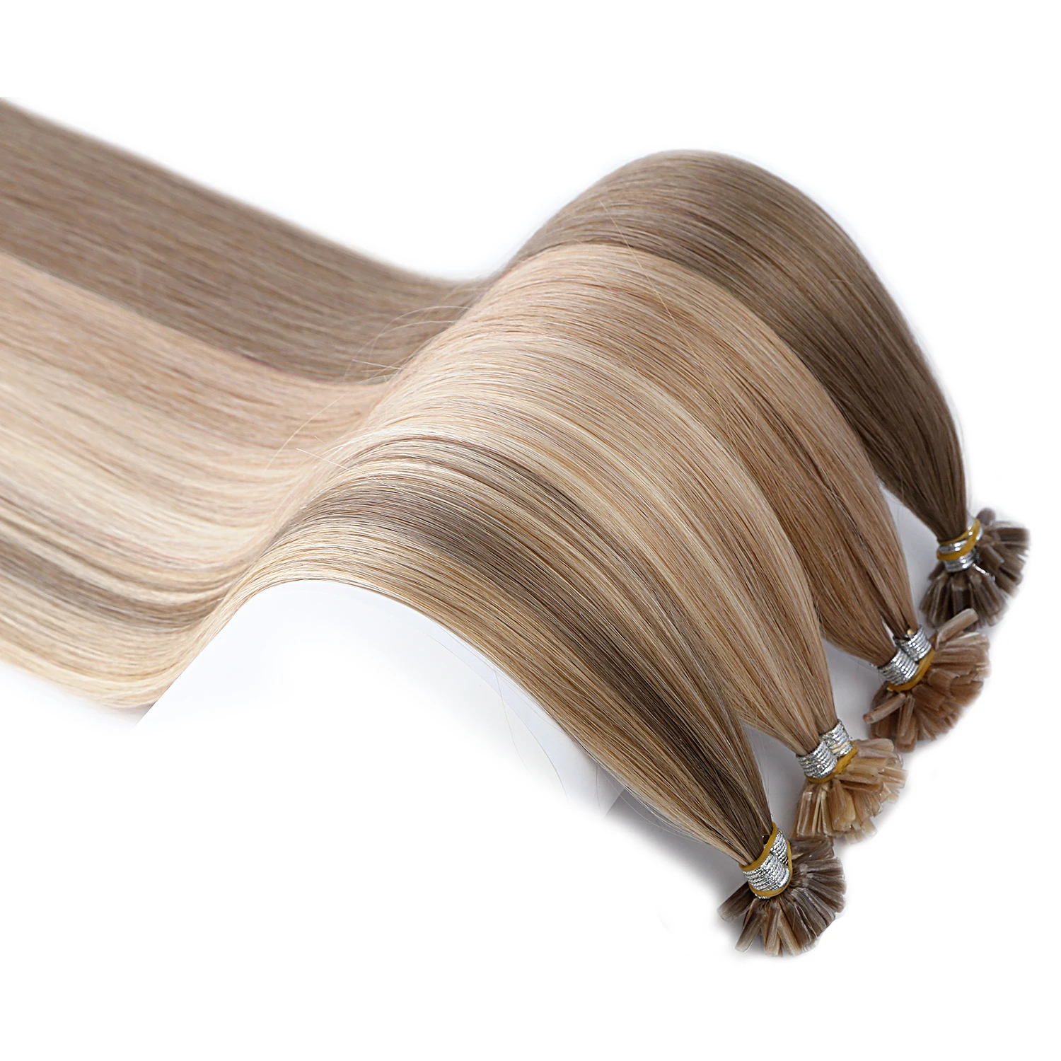 

Vlasy 100%Human Platinum Double Drawn U Tip Human Hair Extension No Tangle Blond Straight Hair