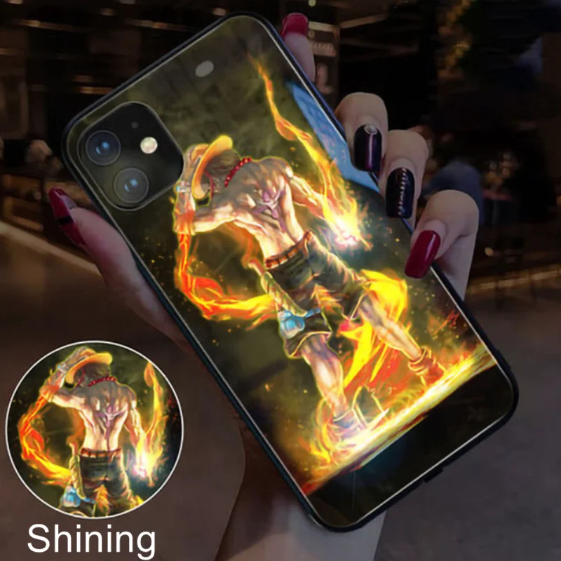 

Narutoo Cute Cartoon Japanese Anime Sasuke Luxury LED Light Up Phone Case For Apple iPhone 7 8 plus XS X XR 12 11 Pro MAX Cover