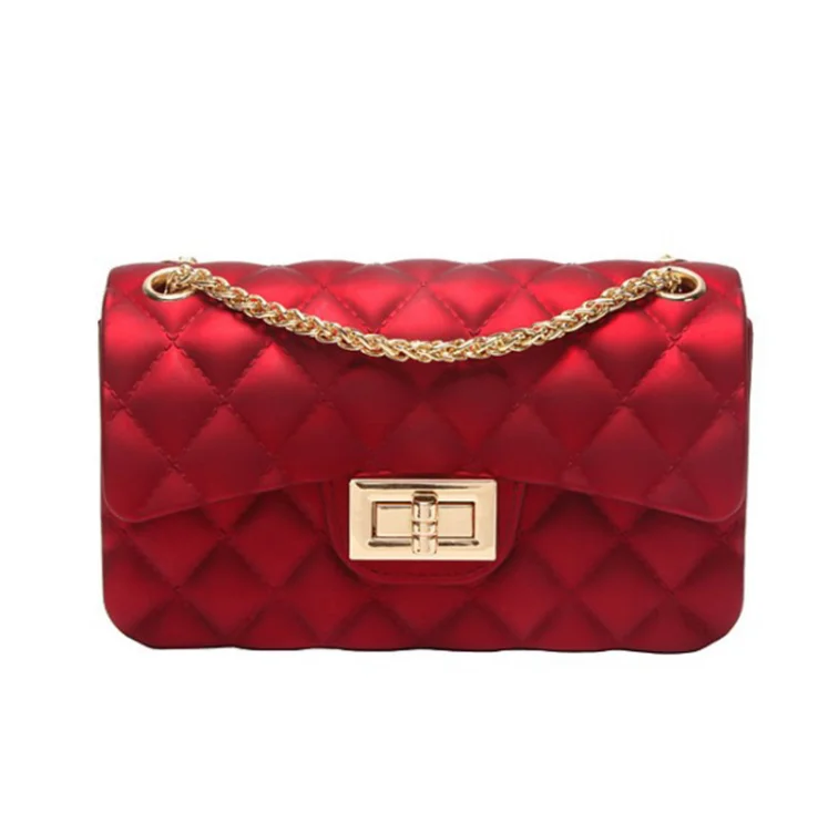 

Ready To Ship JAKARTA Women Beach Shoulder Diamond Matte PVC Small Jelly Bag, 6 colors