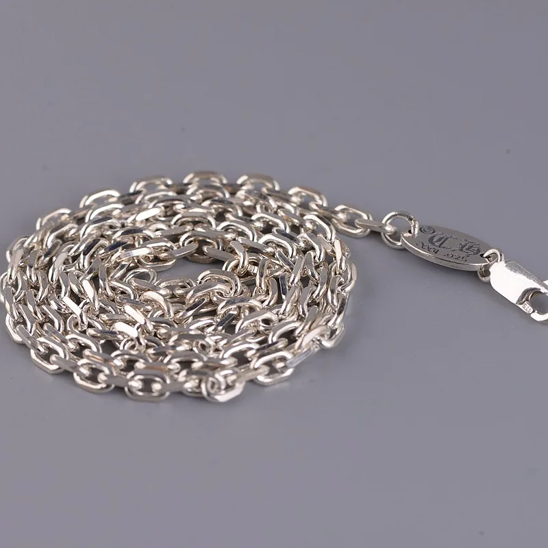 

Wholesale S925 Silver Vintage Lobster Clasp 0 Word Chain Men And Women Fashion Matching Silver Necklace