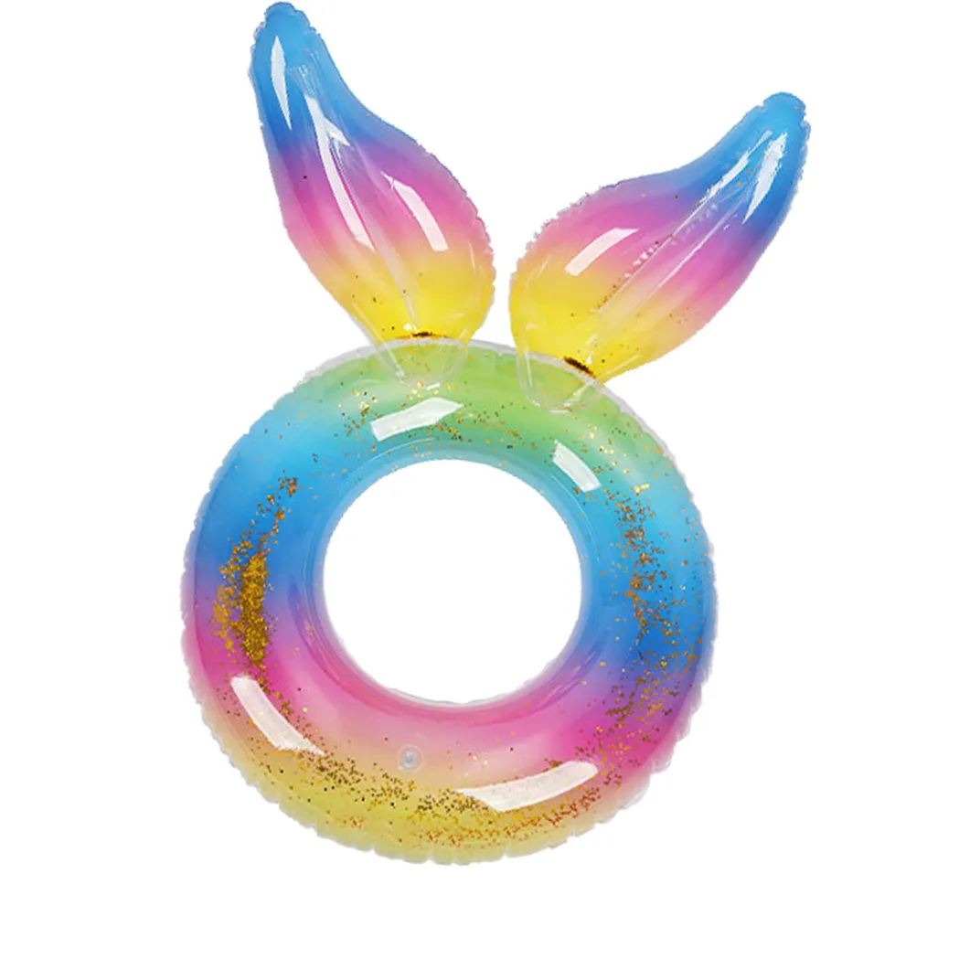 

90CM Summer Party Outdoor Water Toys Hot Sale Inflatable Mermaid Tail Colorful Pool Floats Swim Ring with Glitter Tube Float