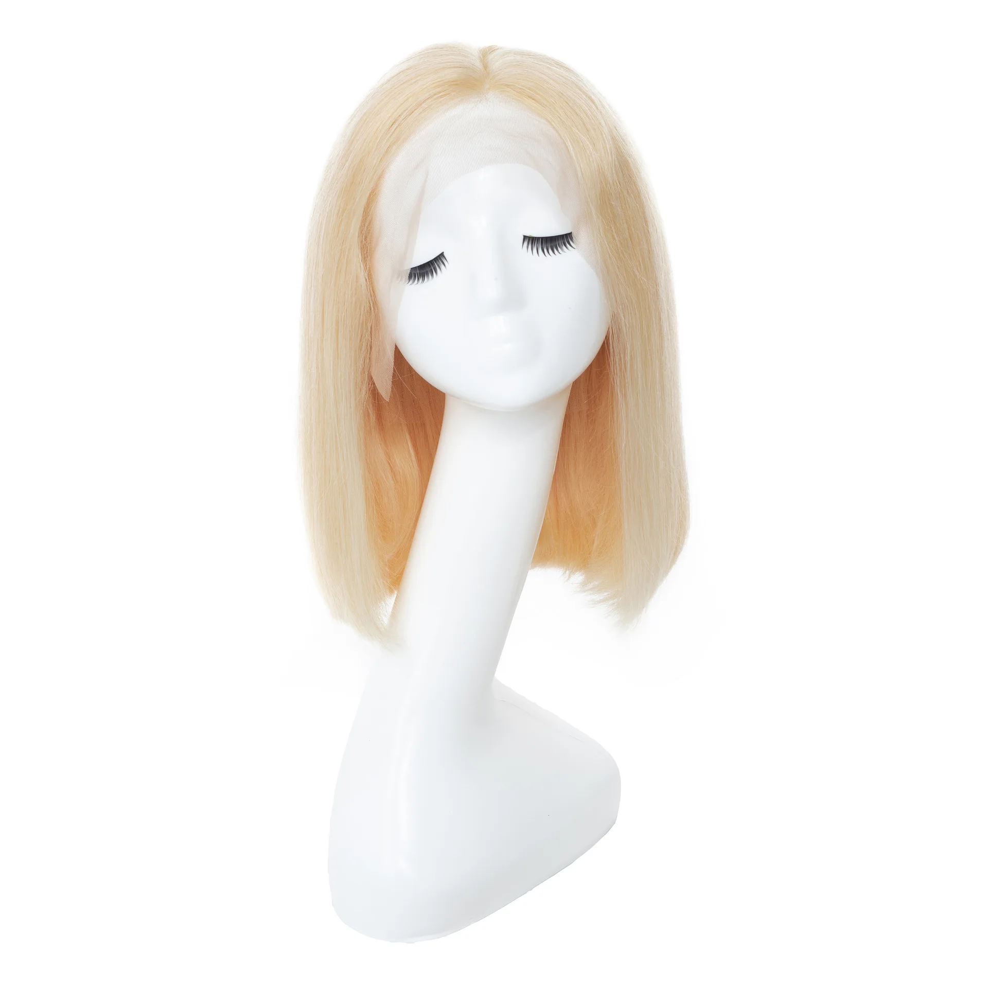 

Short Blond Hair Wigs Real Human Bobo Wigs Full Human Hair Front Lace Wig 13*4Inch, Natural golden