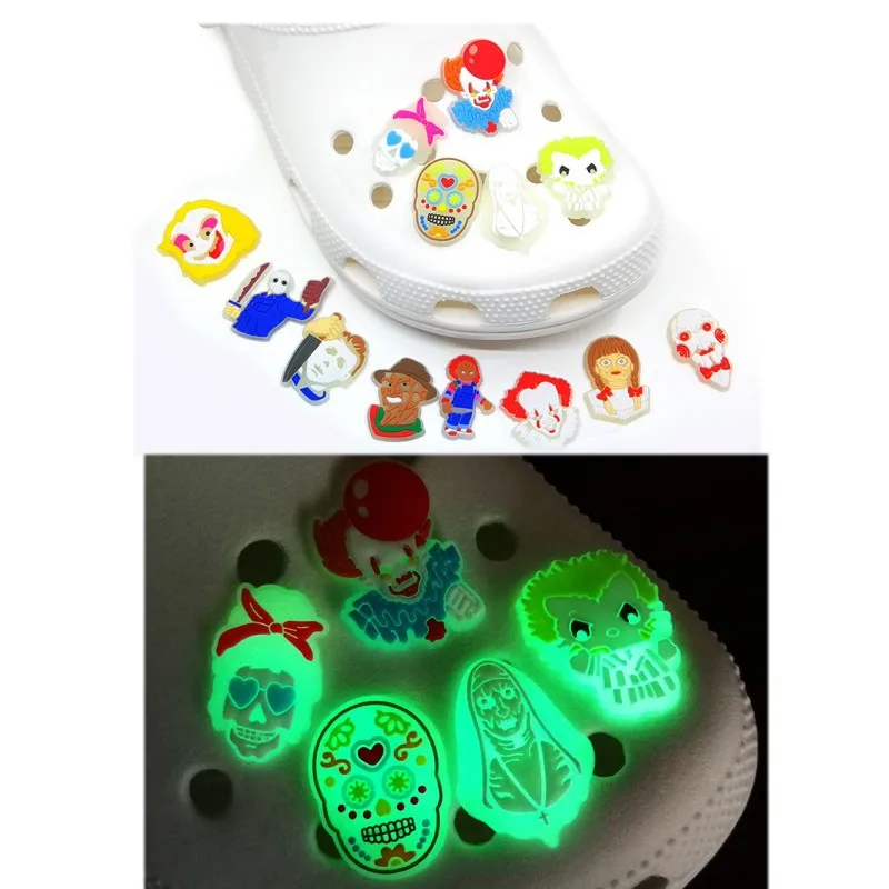 

glowing up in the dark high quality joker horrible charms for clog shoe accessories luminous All Saints' Day charms gibz, As picture