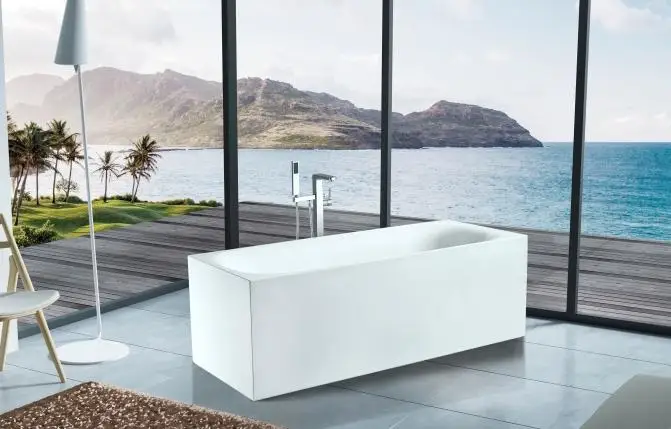 White 1700 double ended acrylic bathtub for bathroom
