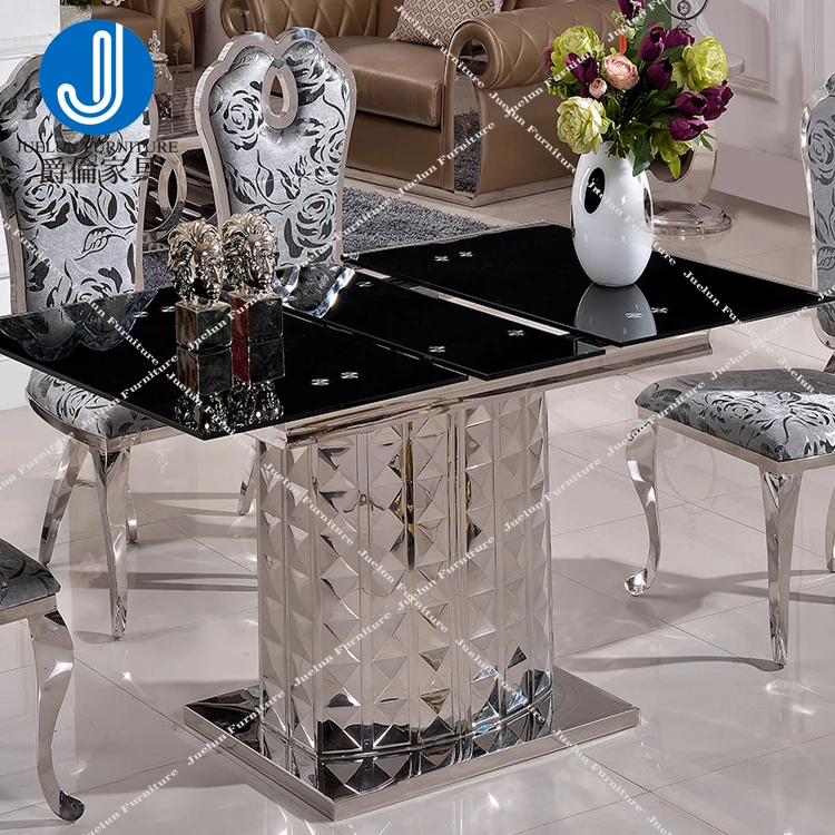 Silver stainless steel frame space saving furniture table convertible table space saving dining table