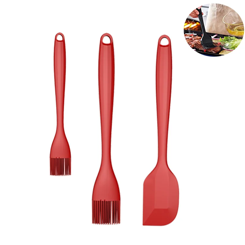 

Heat Resistant Pastry Brush Silicone Spatula Set Espatula Basting BBQ Brush For Cooking Baking BBQ Dishwasher Safe