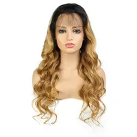 

Brazilian Hair colored full lace 1b/27 body wave wig , human hair ombre wig for black women