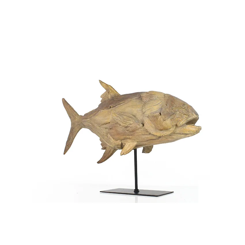 handmade resin tropical wood look fish ornament beach ocean sea item decoration home decor factory