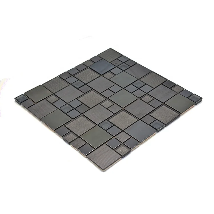 Moonight New Design Black Stainless Steel Mixed Glass French pattern Mosaic for Backsplash and Wall