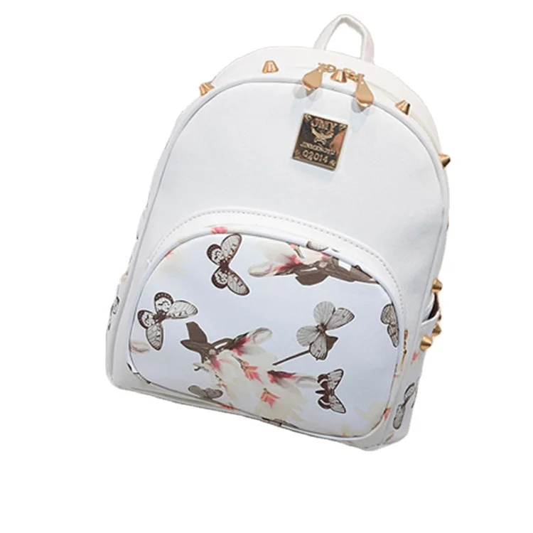 

fahion small soft leather printed butterfly backpack women, Three colors