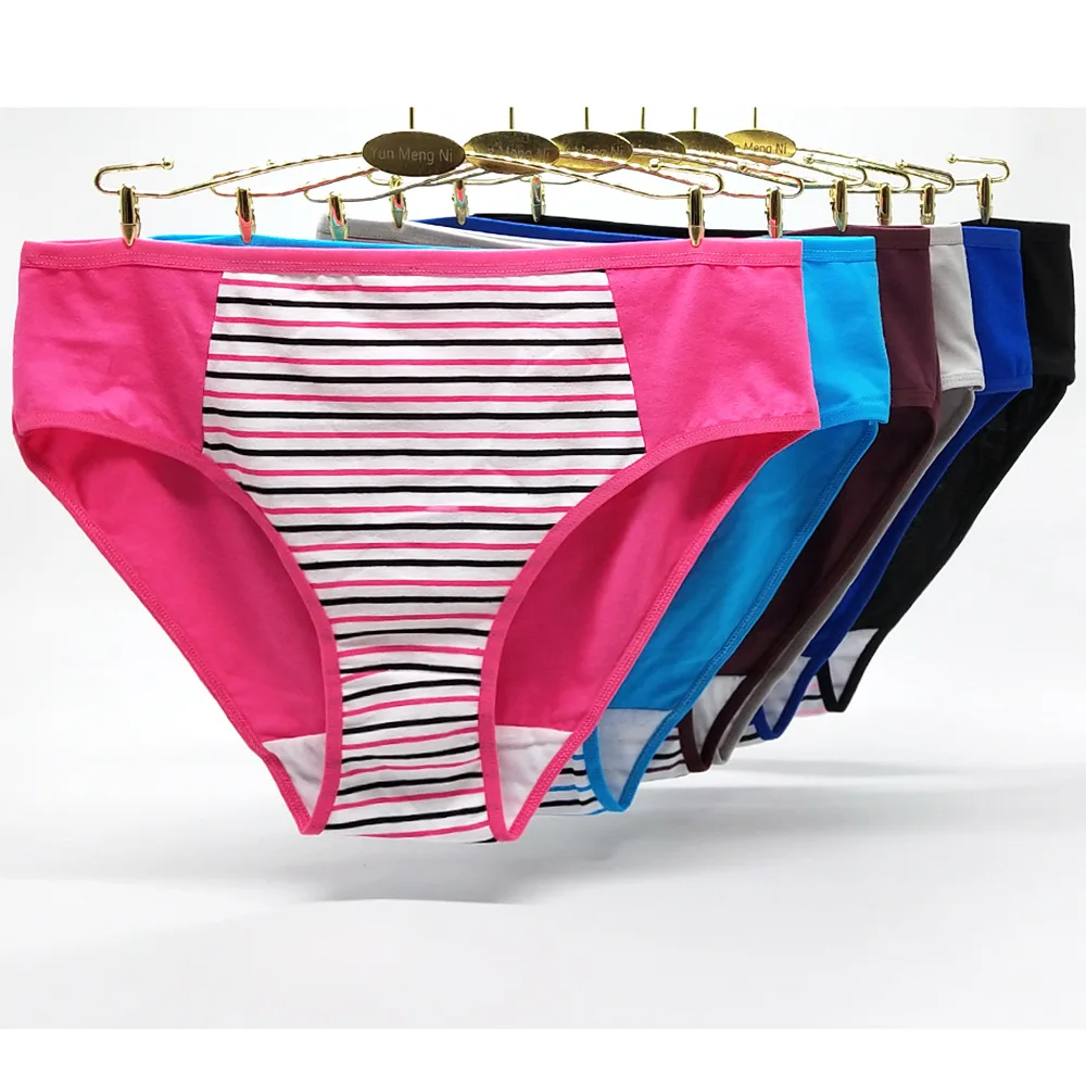 

Wholesale Cotton Classic Stripe Brief Plus Size Womens Panties