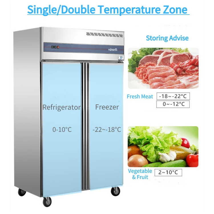 Arsenbo Air Cooling Stainless Steel Upright Fridge Top Mounted Freezer