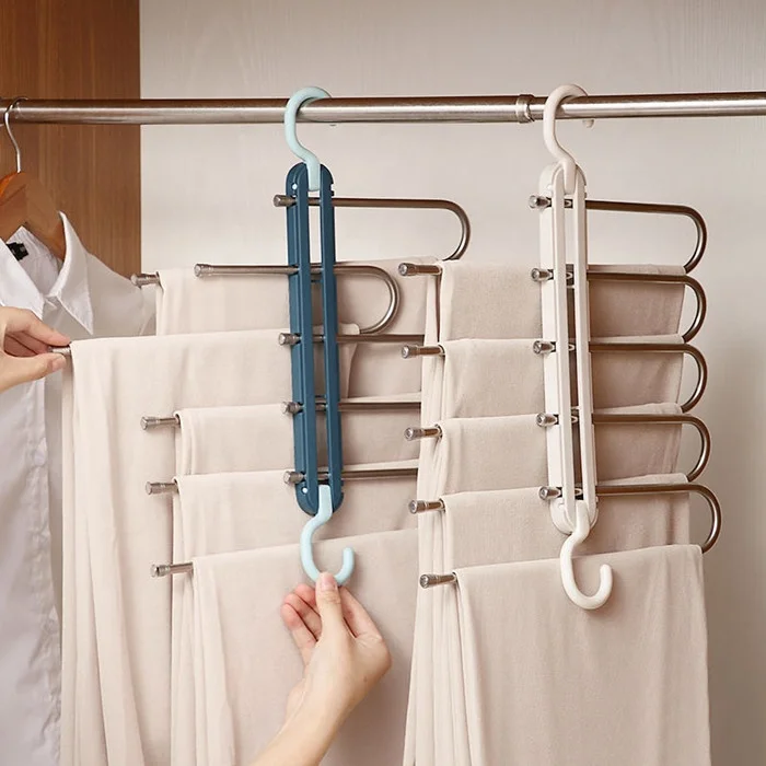 

Wholesale Space Saving Closet Hangers 5 Layers 2 Uses Multi Functional Pants Rack Hanger