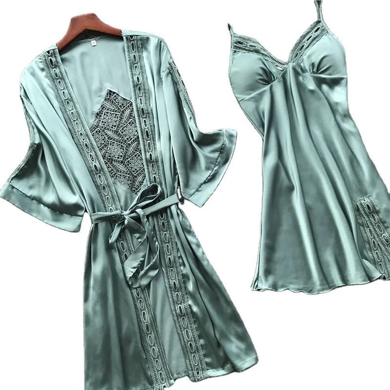 

new pajama mujer women silk 2 pieces set sexy kimono ladies pajamas set female satin night suit sleep wear lingerie