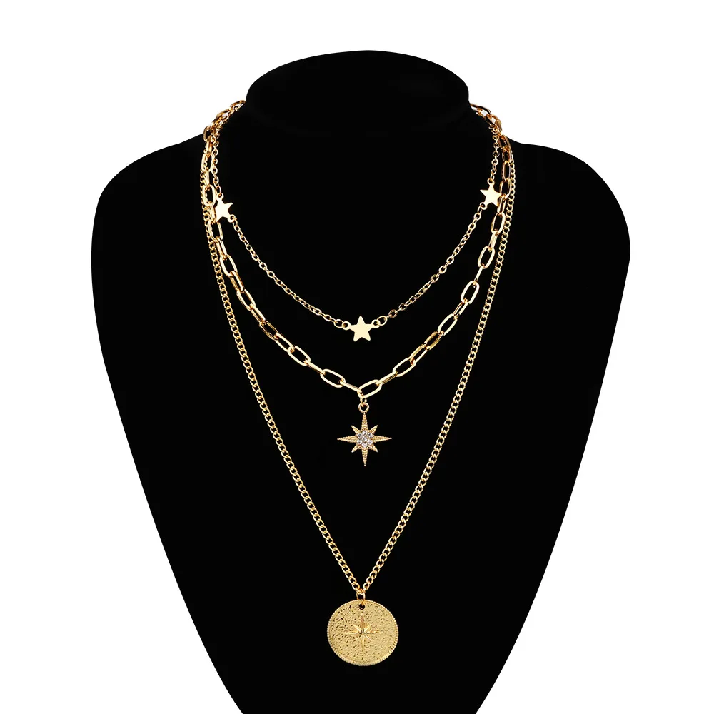 

New Arrival Multi Layered Necklaces Star Shape Multilayer Pendant Necklace For Women Gift