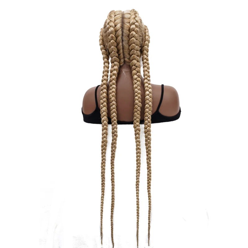 

Synthetic Lace Front Braided Wigs with Baby Hair Color Box 4 Long Braiding Hair Double Dutch Cornrow Wig for Black Women