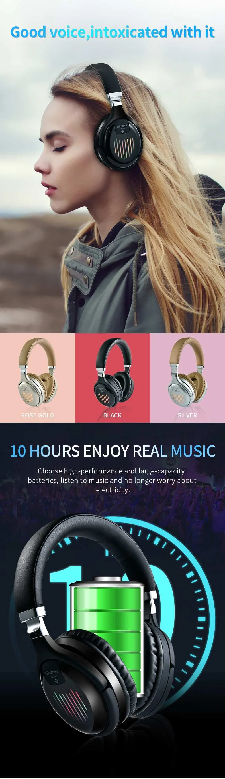 TM061 Foldable Wireless Sport Headphone 3D Stereo noise cancelling headset With Mic - ANKUX.COM