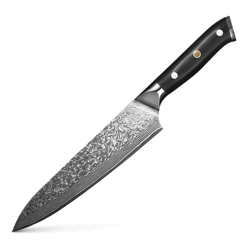 

Kitchen Knife Damascus Professional 8 inch Damascus Steel 67 Layer Kitchen Chef Knife with Full Tang Black Ergonomic G10 Handle