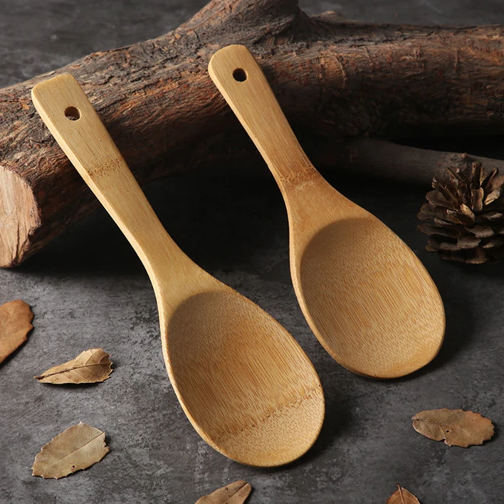 

Customized Kitchen Utensil Bamboo Wooden Salad Mixing Soup Scoop Rice Paddle Cooking Serving Spoon