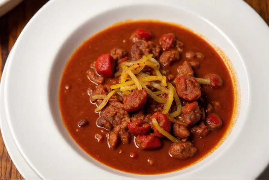 Final serving of chili with all the toppings